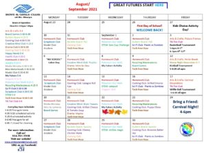Monthly Youth Calendar – Boys & Girls Club of St. Marys